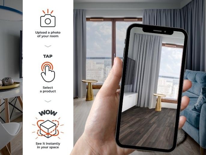 Homeowner using a flooring visualizer tool to preview new floors from Boyd’s Carpet & More